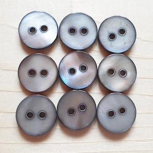 11.5mm - 10 / 20 buttons / Mother of Pearl Buttons / Pearl Grey Seashell Buttons / 2-Hole Buttons / Sewing / Embellishments / Crafts