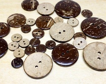 10mm, 11.5mm, 12.5mm, 15mm, 20mm, 25mm, 30mm - COCONUT BUTTONS / 2-Hole Coconut Shell Buttons / Sewing / Embellishments