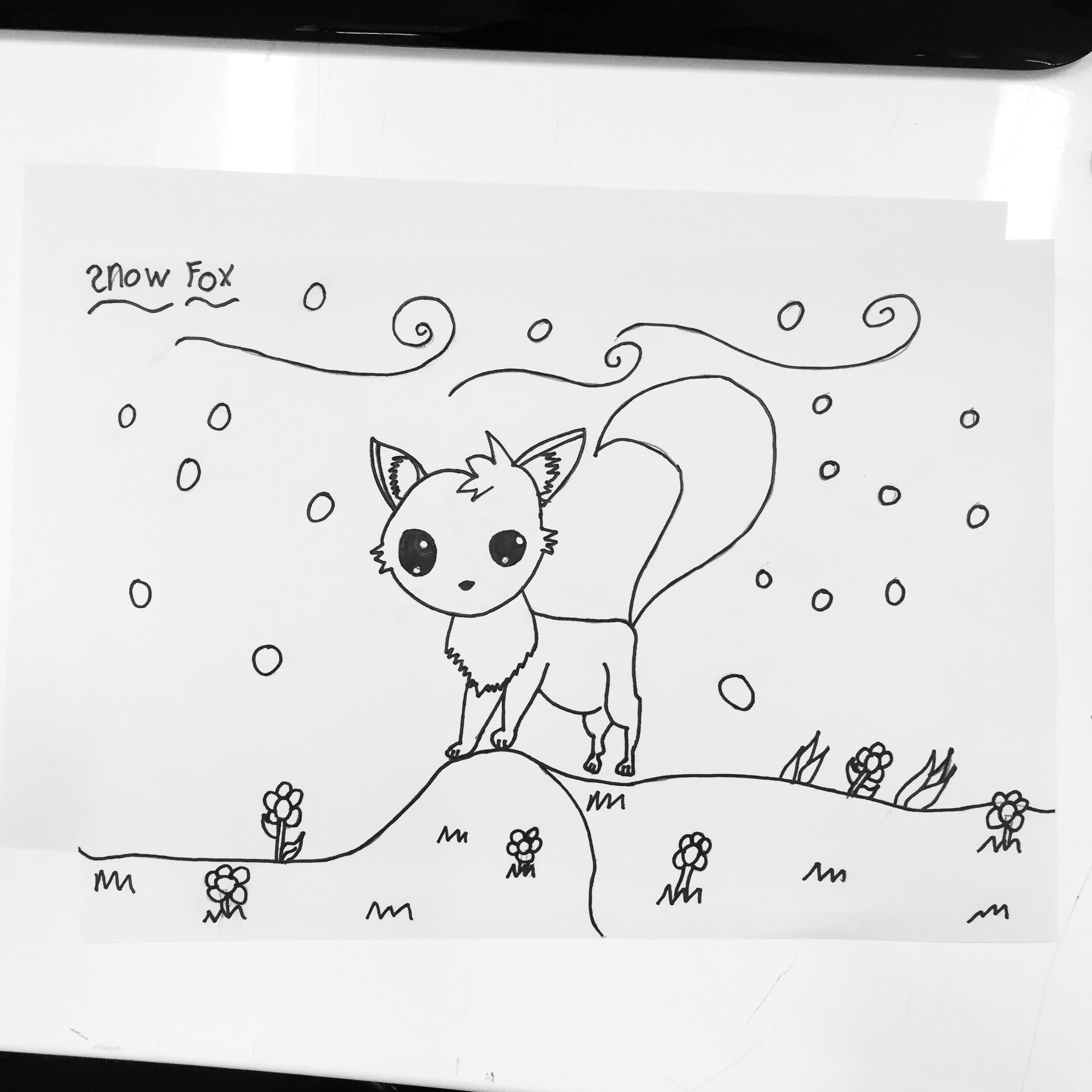 Snow Fox Coloring Page - Etsy