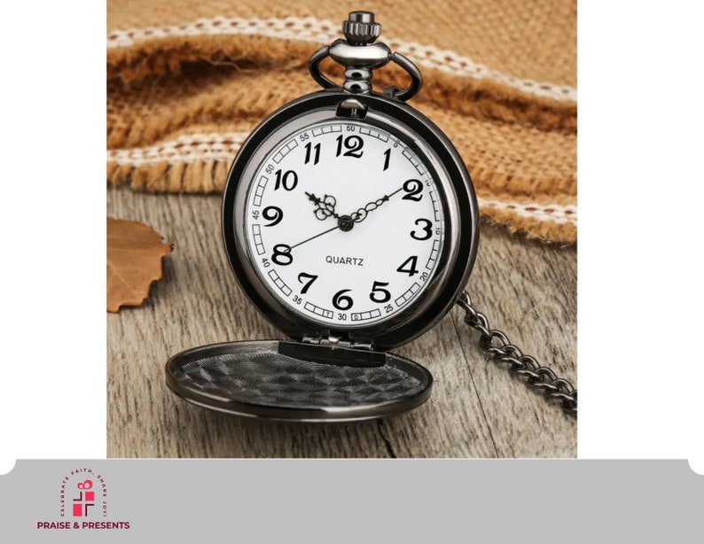 Pocket Watch to My Grandson, Baptism Gift, Quartz Pocket Watch, Chain