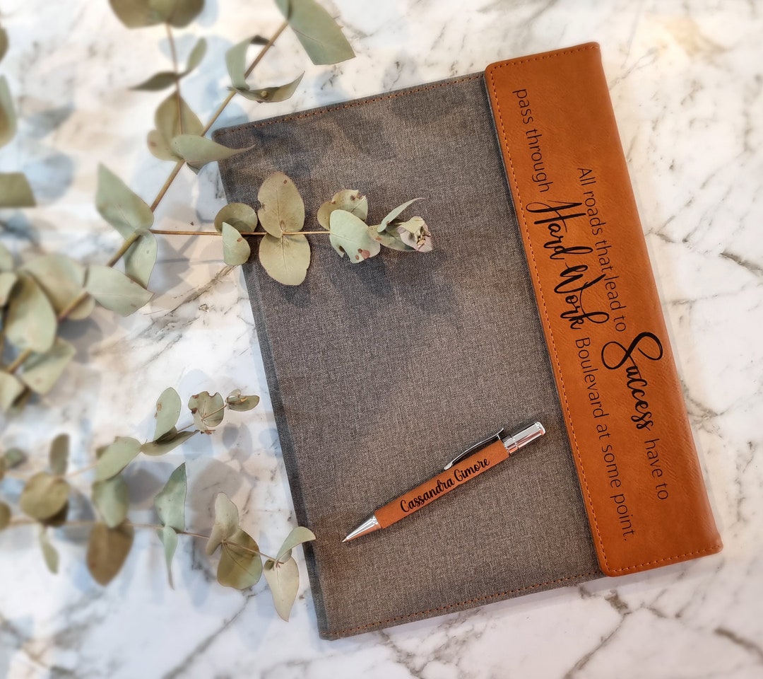Personalised Rawhide Leatherette and Canvas A4 Portfolio Notebook and ...
