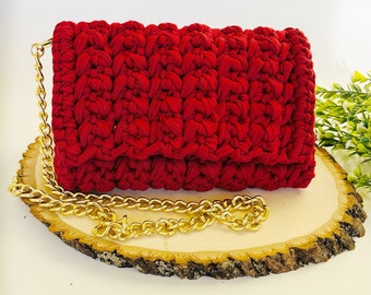 Crochet bag, Small bag, Red wine crochet bag, Hand women bag, Hand knitted bag, Yarn Purse, Crossbody Hand Bag, Light bag,