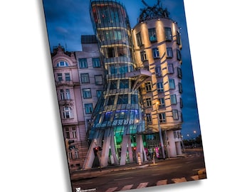 The Dancing House, Prague cityscape, Prague canvas print, , Prague Travel Photography, Prague Wall Hanging, Wall Decor, Prague Wall Decor