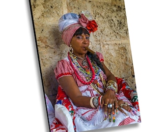 Havana Woman with Cigar, Cuba Photography, Colorful Decor