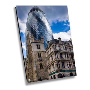 London Photography, London Photo Print , St. Andrew Undershaft Church, Gherkin Building, London Poster, London Wall Art