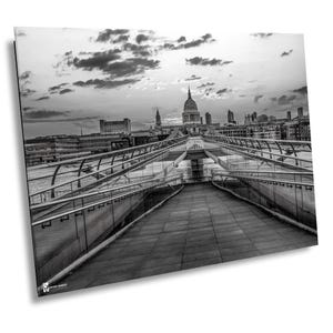 B&W London Photography, London Photo Print , St. Pauls Cathedral, London Travel Photo, London Poster, Millennium Bridge