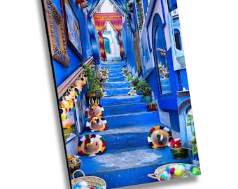 Chefchaouen Morocco Print, Blue City Canvas Wall Art