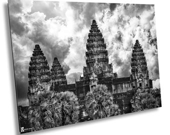 Angkor Wat Temple Print, B&W Photography, Cambodia Wall Art