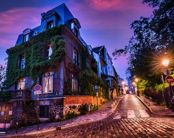 House on a Hill Montmarte, Paris Canvas Print, Paris Home Decor, Paris Photography Wall Art, Paris Wall Decor, Paris France Photo