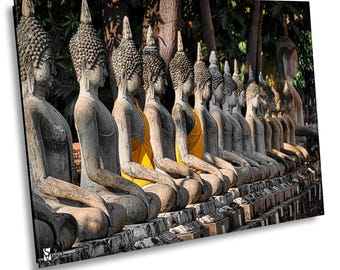 Ayutthaya Buddha Statues Print, Thailand Temple Photography