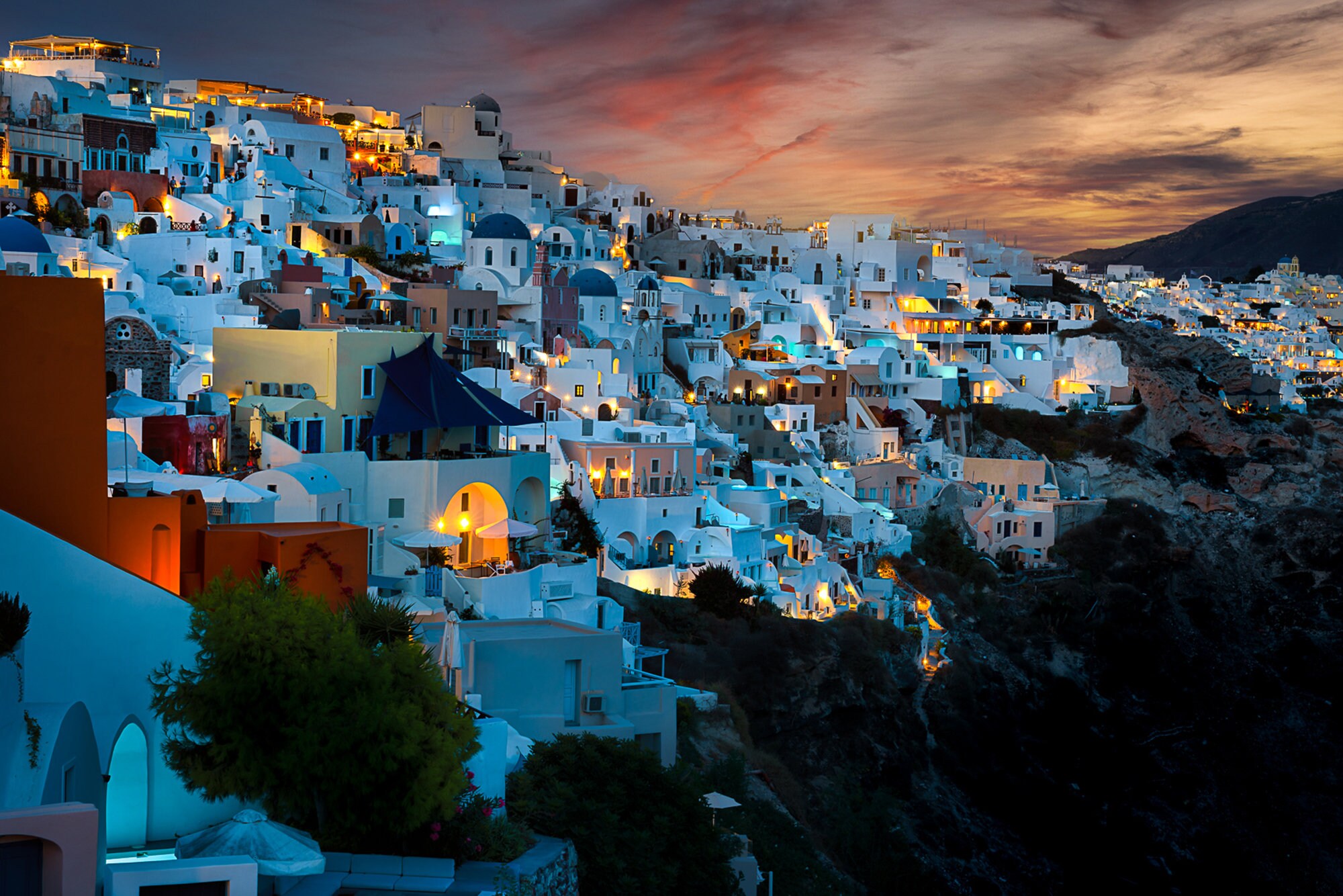 Greece Photography, Twilight in Oia, Santorini Architecture, Greek Islands,