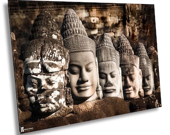 Bayon Temple Statues, Cambodia, Canvas Print,  Fine Art Photography, Large Wall Art, Travel Photography, Bayon Style Home Decor, Angkor Wat