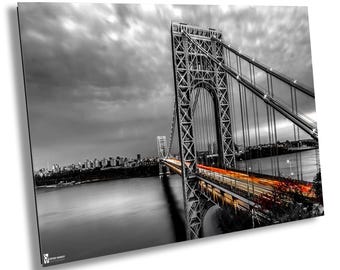 George Washington Bridge Photo, NYC Light Trails Canvas Print