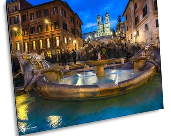 Spanish Steps, Rome Italy Canvas Print, Evening Photography