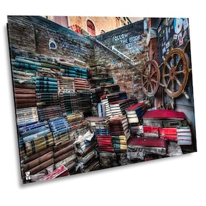Acqua Alta Bookshop in Venice, Italy Canvas Print, Italy Photo, Italy Home Decor, Italy Photography Wall Art, Italy Wall Decor,Venice Poster