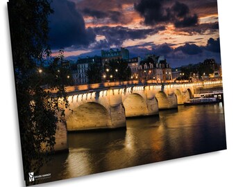 Pont Neuf Bridge Sunset, Paris Photography, Canvas Print