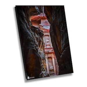 Jordan Photography, A Peak at The Treasury Petra, Jordan Canvas Print, Petra Jordan, Travel Photography,  Wall Art, Petra Photo, Home Decor