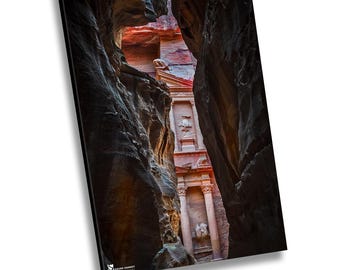 Fotografía de Jordania, Un vistazo al Tesoro de Petra, Impresión en lienzo de Jordania, Petra Jordania, Fotografía de viajes, Arte mural, Fotografía de Petra, Decoración del hogar