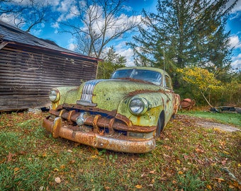 Old Car in Bucks County, P.A, Landscape Photography, Nature Photo Print, Nature Wall Art, Classic Car, Fine Art, Canvas Print