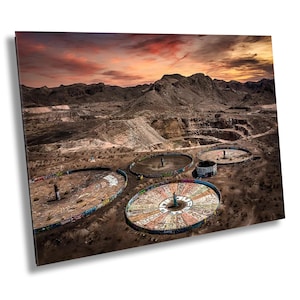 La rueda de la desgracia, arte del desierto, Las Vegas, foto de sala de juegos, grafiti, impresión en lienzo