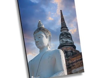 White Buddha Ayutthaya Thailand Temple Photo Print