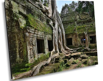 Tempio di Ta Prohm, Cambogia, stampa su tela, fotografia artistica, grande arte murale, fotografia di viaggio, arredamento per la casa in stile Bayon, Angkor Wat
