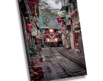 Hanoi Train Street Photo, Vietnam Travel Photography, Canvas Print