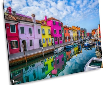 Burano Italy Canvas Print, Colorful Island Homes, Venice Wall Art