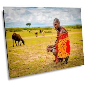 Maasai Tribe Leader in Masai Mara Kenya Canvas Print, Africa Wall Art, Kenya Wall Art, Tribal Art, African Photography