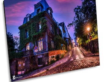 モンマルトル パリ フランス カフェ ビル 夜 パリ フランス HDR 写真