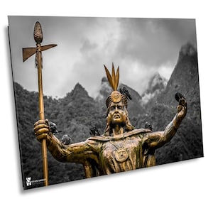 Peru Photography, Inca statue of Pachacutec, Machu Picchu, Peru Art, Peru photo, Travel photography, Peru Canvas Print, Machu Picchu Art