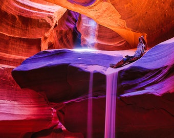 SandFall in Antelope Slot Canyon Canvas Print, Antelope Canyon Modern Art | Arizona Wall Decor | Canvas of Lower Antelope Canyon, Home Decor