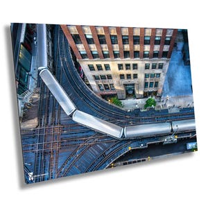 Sausage Trains The Chicago L Trains from above Chicago, Chicago Canvas Print, Chicago Photography, Chicago Wall Art, Fine Art Photography