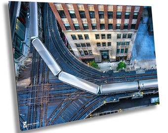 Chicago L Train Canvas Print, Sausage Trains, Fine Art Photography