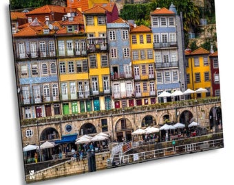 Porto Portugal Print, Colorful Buildings, Douro River View