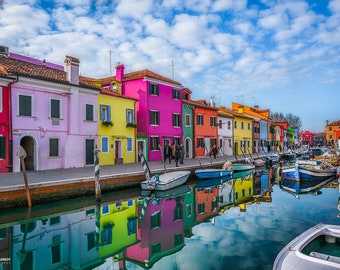 Italy Photograph, Island of Burano Colorful Homes, Italy Canvas Print, Italy Home Decor, Italy Photography Wall Art, Italy Wall Decor,