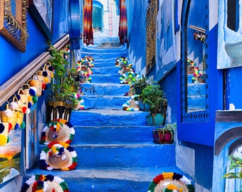 Chefchaouen Morocco, Morocco Photography, Canvas Wall Art, Travel Photography, Moroccan Home Decor, Blue City Landscape, Africa Photography