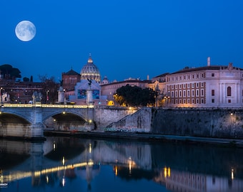 Italy Photograph, Vatican City Dome and the Tiber River Rome, Italy Canvas Print, Italy Photo, Italy Home Decor, Italy Photography Wall Art