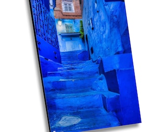 Chefchaouen Morocco Print, Blue Cityscape Canvas Art