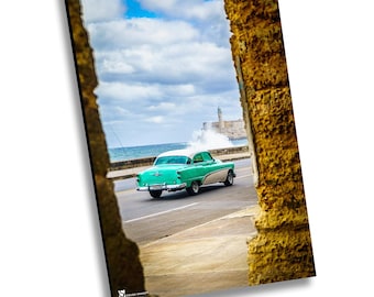 Vintage Cars, Classic Chevy, Antique Car, Cuba, Havana Decor,  Old Car Photography, Havana Streets, Antique Car Cuba, Canvas Print