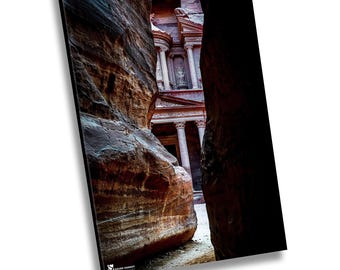 Fotografía de Jordania, Siq y el edificio del Tesoro de Petra, Impresión en lienzo, Petra Jordania, Fotografía de viajes, Arte mural, Fotografía de Petra, Fotografía magnífica
