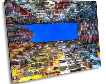Impresión en lienzo del Edificio Monstruoso de Hong Kong, arte fotográfico urbano único.