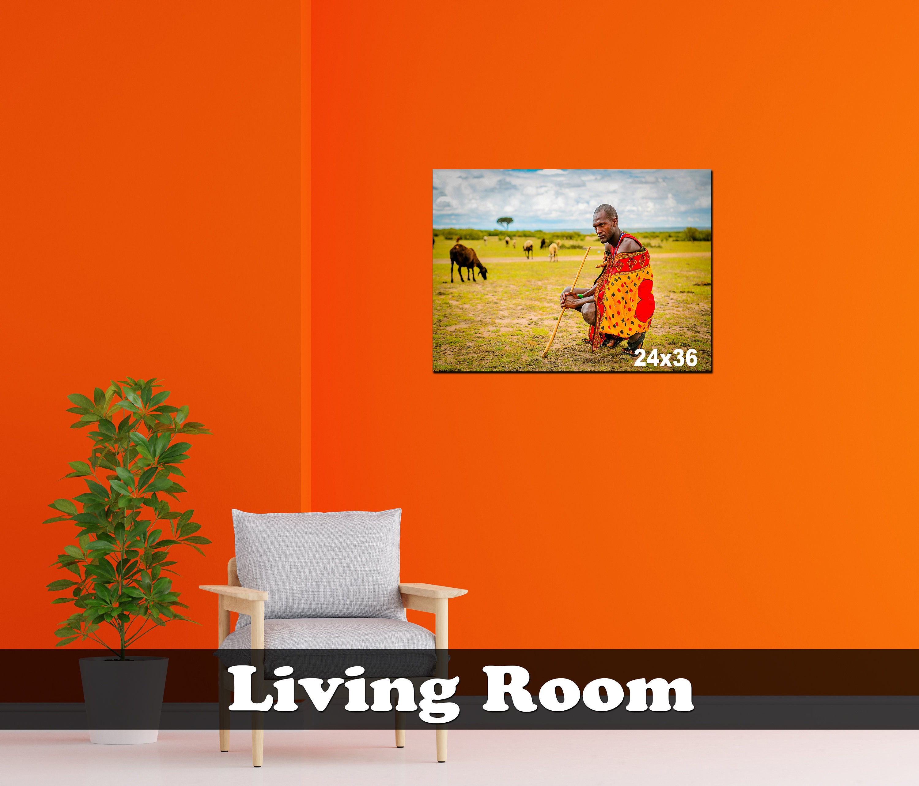 Maasai Tribe Leader in Masai Mara Kenya Canvas Print, Africa Wall Art