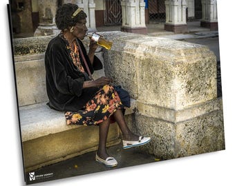 Havana Street Photography, Lady on Paseo del Prado, Cuba, Canvas Print