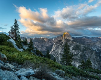 Sunset at Half Dome, Yosemite National Park, California Canvas Print, Yosemite Photography Wall Art, Yosemite Photo, Yosemite Wall Decor