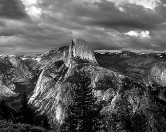 Half Dome B&W Image  Yosemite National Park, California Canvas Print, Yosemite Photography Wall Art, Yosemite Photo, Yosemite Wall Decor