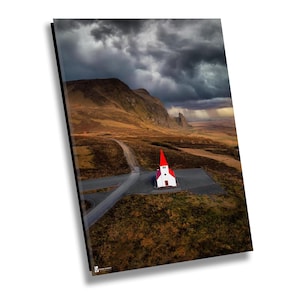 Iceland Photography, Vik i Myrdal Church, Travel Photography, Iceland Home Decor, Iceland Wall Art, Print Metal Acrylic & Canvas Prints