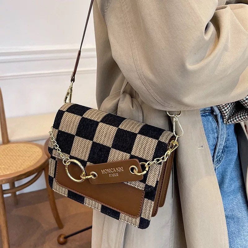 Checkerboard Mini Fabric Flap Crossbody Sling Bags for Women - Etsy
