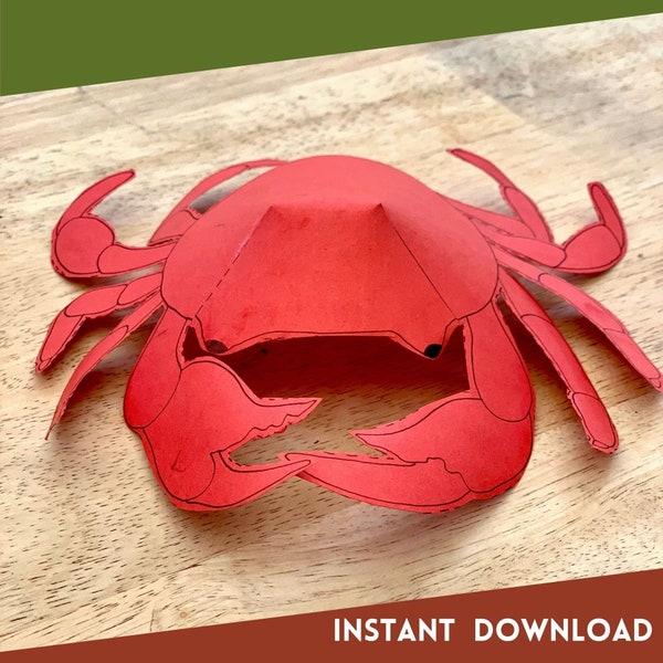 Crab Printable Activity Sheet (A4 PDF) - Kids Craft - Foldable Paper craft - Decorations - Colouring Pages