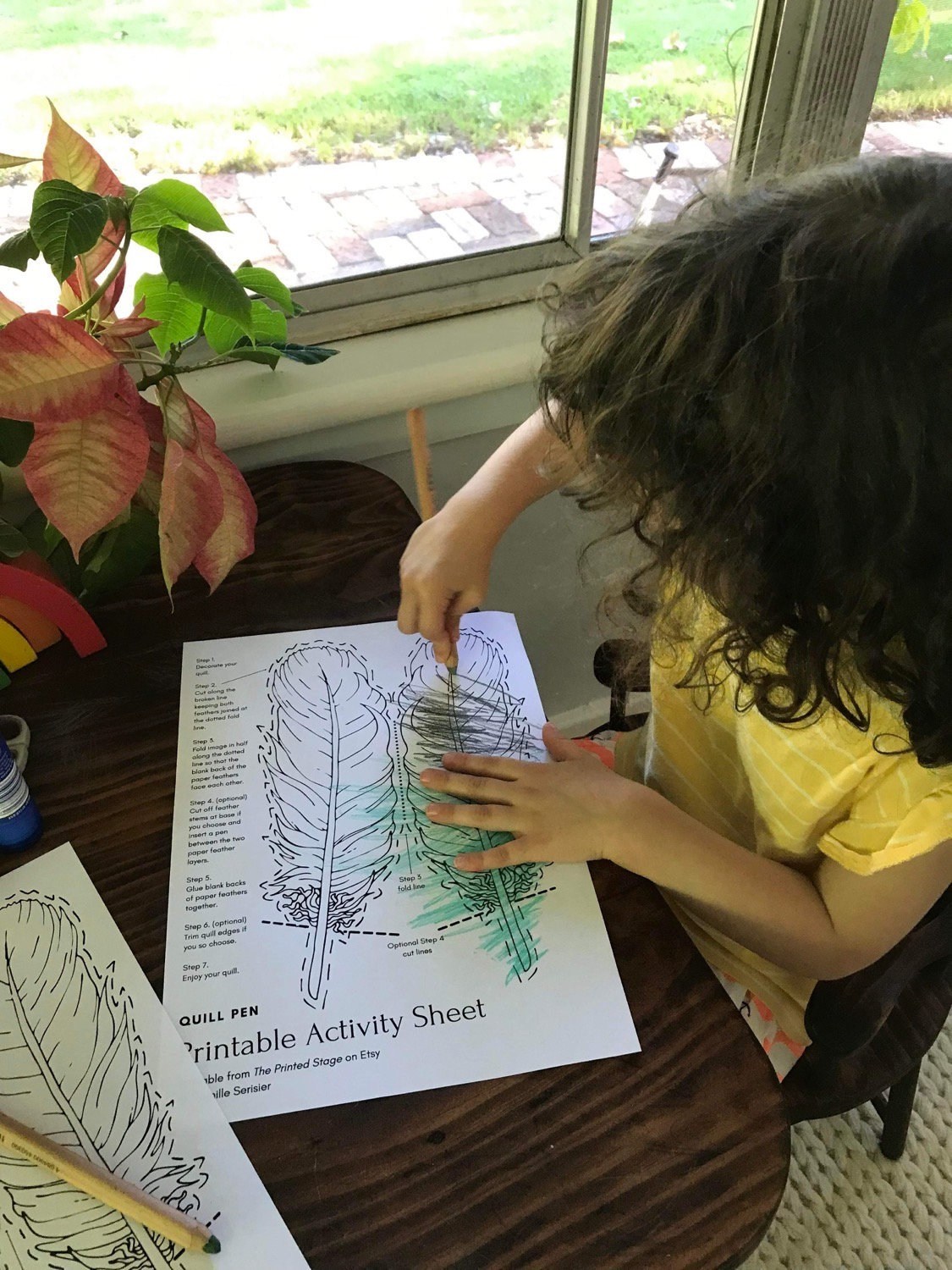 Feather Quill Pen Printable Activity Sheet A4 PDF Template Adult 3D ...